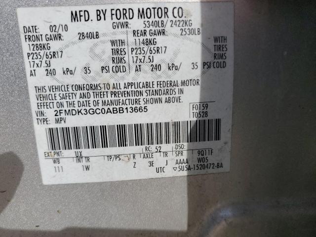 2FMDK3GC0ABB13665 - 2010 FORD EDGE SE SILVER photo 13