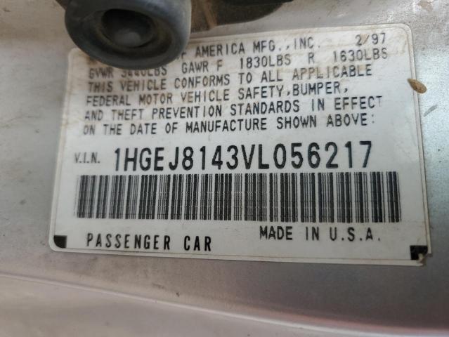 1HGEJ8143VL056217 - 1997 HONDA CIVIC EX GRAY photo 12