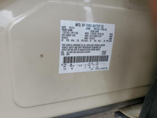 2LMPJ6LR0GBL63559 - 2016 LINCOLN MKX RESERVE ბეჟი ფოტო 13