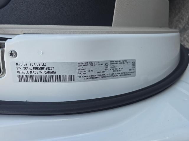 2C4RC1BG5NR170267 - 2022 CHRYSLER PACIFICA TOURING L 白色 照片 10