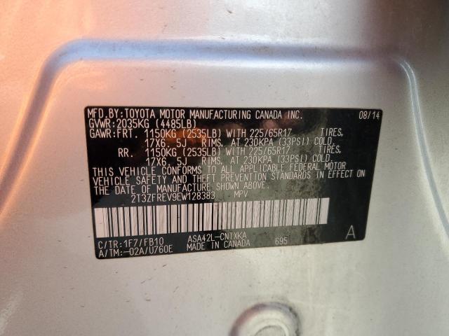 2T3ZFREV9EW128383 - 2014 TOYOTA RAV4 LE SILVER photo 14