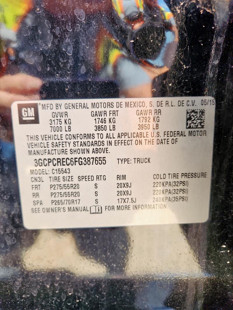 3GCPCREC6FG387655 - 2015 CHEVROLET SILVERADO C1500 LT BLACK photo 12