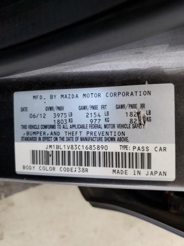 JM1BL1V83C1685890 - 2012 MAZDA 3 I GRAY photo 13