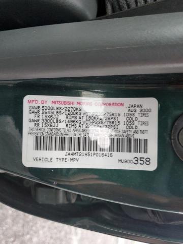 JA4MT21H51P016416 - 2001 MITSUBISHI MONTERO SPORT ES GREEN photo 13