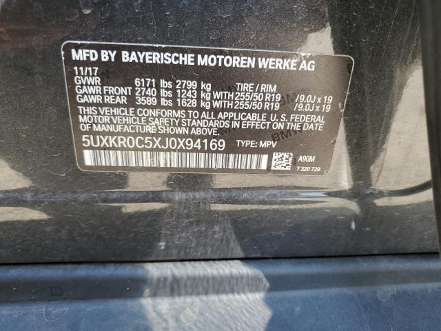 5UXKR0C5XJ0X94169 - 2018 BMW X5 XDRIVE35I CHARCOAL photo 12