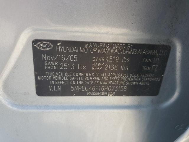 5NPEU46F16H073158 - 2006 HYUNDAI SONATA GLS SILVER photo 12