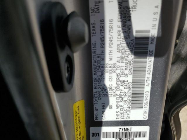 5TFJU4GN6FX075853 - 2015 TOYOTA TACOMA DOUBLE CAB PRERUNNER SILVER photo 12