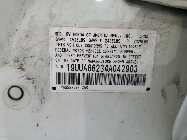 19UUA66234A042903 - 2004 ACURA TL WHITE photo 12