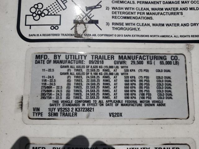 1UYVS2532K3723821 - 2019 UTILITY TRAILER WHITE photo 10