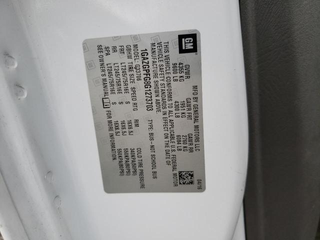 1GAZGPFG8G1273703 - 2016 CHEVROLET EXPRESS G3 LT WHITE photo 13