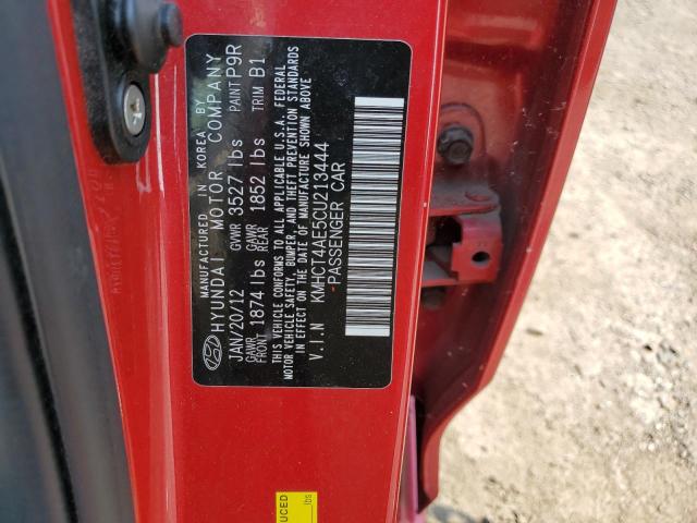 KMHCT4AE5CU213444 - 2012 HYUNDAI ACCENT GLS RED photo 12