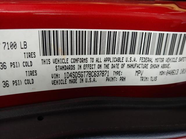 1D4SD5GT7BC637871 - 2011 DODGE DURANGO CITADEL RED photo 10