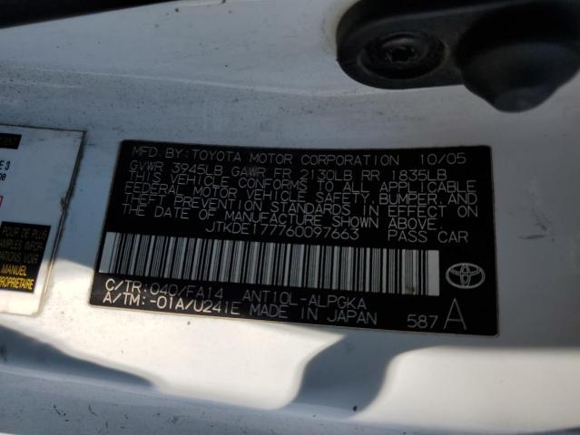 JTKDE177760097663 - 2006 TOYOTA SCION TC 白色 照片 12