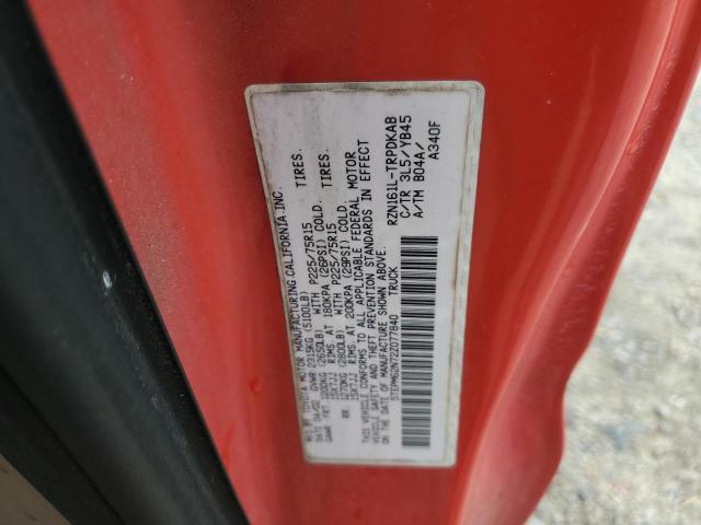 5TEPM62N72Z077840 - 2002 TOYOTA TACOMA RED photo 12