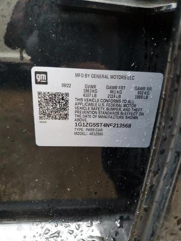 1G1ZG5ST4NF213568 - 2022 CHEVROLET MALIBU RS BLACK photo 12