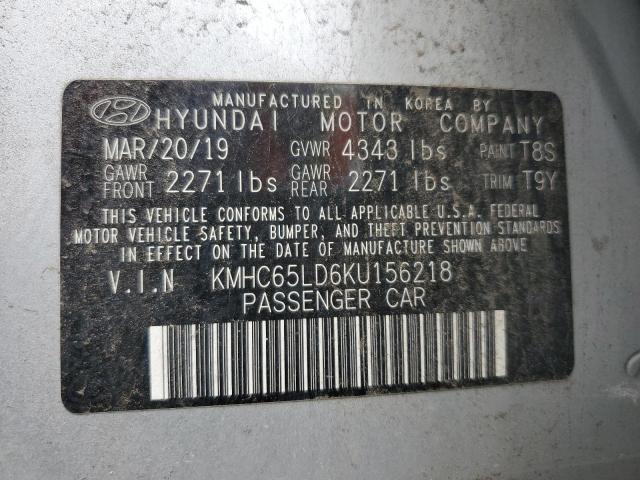 KMHC65LD6KU156218 - 2019 HYUNDAI IONIQ SILVER photo 13