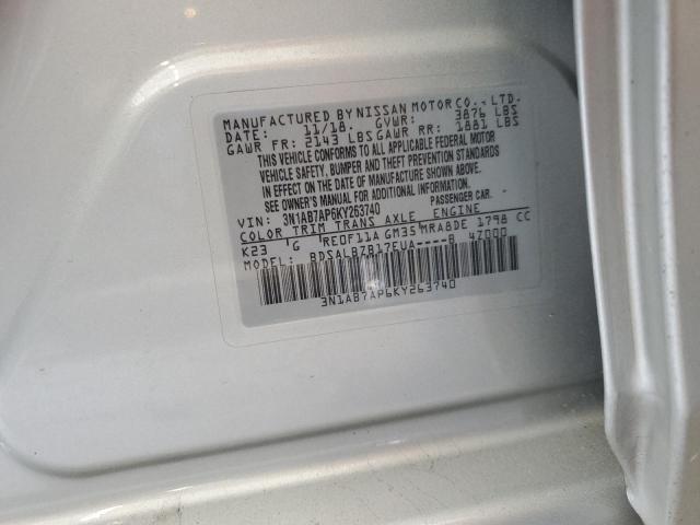 3N1AB7AP6KY263740 - 2019 NISSAN SENTRA S SILVER photo 13