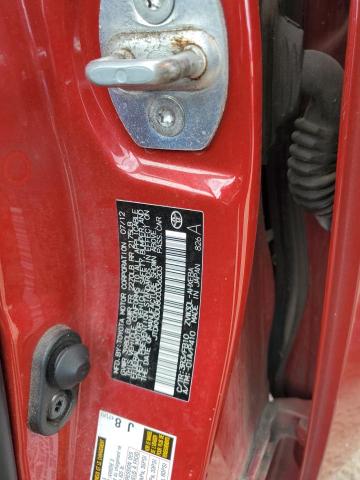 JTDKN3DU8C0336203 - 2012 TOYOTA PRIUS წითელი ფოტო 12