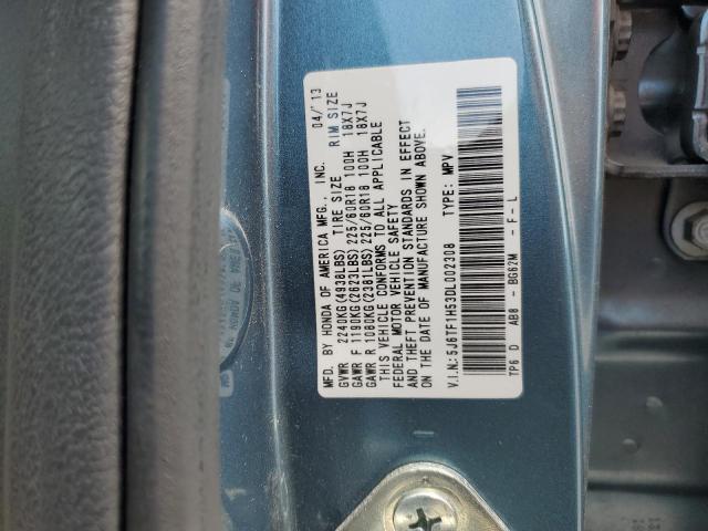 5J6TF1H53DL002308 - 2013 HONDA CROSSTOUR EXL ლურჯი ფოტო 12