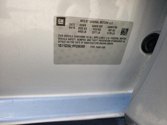 1G11C5SL1FF296368 - 2015 CHEVROLET MALIBU 1LT GRAY photo 10