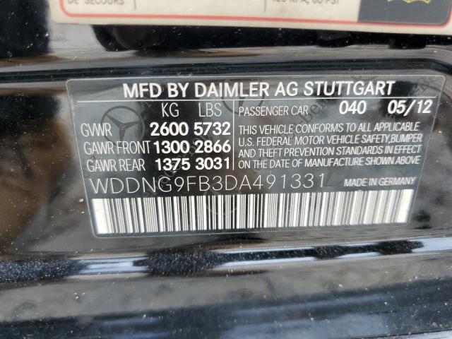 WDDNG9FB3DA491331 - 2013 MERCEDES-BENZ S 400 BLACK photo 12