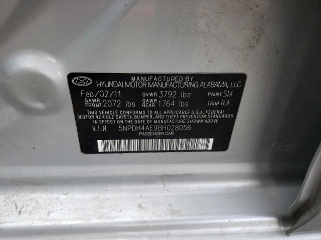 5NPDH4AE9BH028056 - 2011 HYUNDAI ELANTRA GLS SILVER photo 12