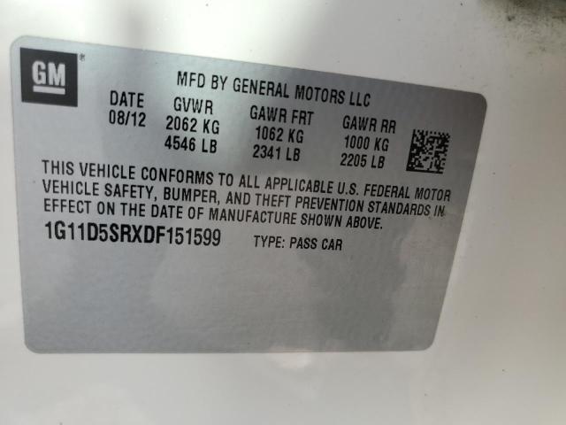 1G11D5SRXDF151599 - 2013 CHEVROLET MALIBU 1LT 白色 照片 10