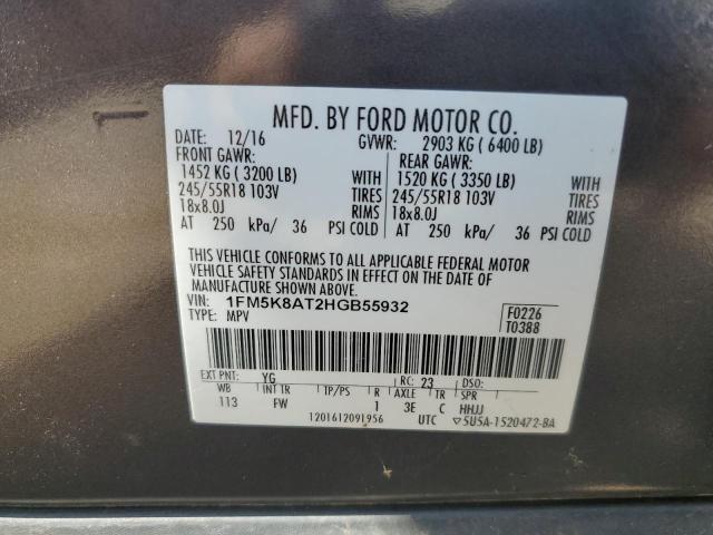 1FM5K8AT2HGB55932 - 2017 FORD EXPLORER POLICE INTERCEPTOR CHARCOAL photo 13