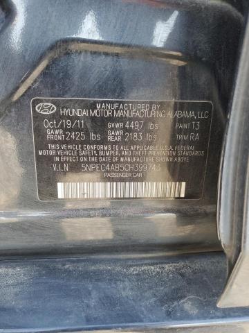 5NPEC4AB5CH399743 - 2012 HYUNDAI SONATA SE GRAY photo 12