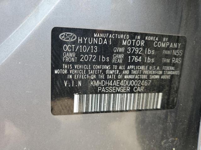 KMHDH4AE4DU002467 - 2013 HYUNDAI ELANTRA GLS SILVER photo 12