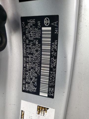 JTKDE177650030874 - 2005 TOYOTA SCION TC 银色 照片 10