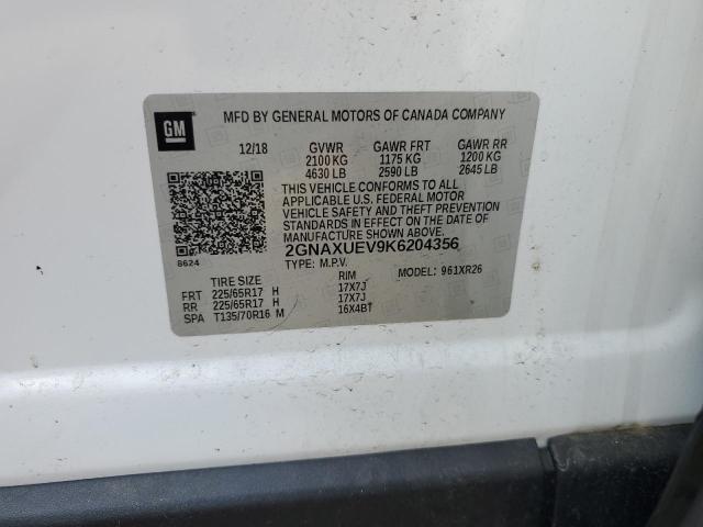 2GNAXUEV9K6204356 - 2019 CHEVROLET EQUINOX LT 白色 照片 13