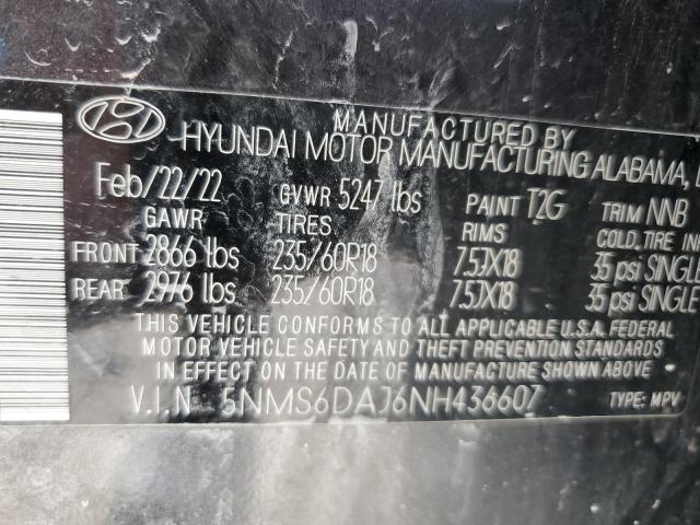 5NMS6DAJ6NH436607 - 2022 HYUNDAI SANTA FE SEL GRAY photo 13
