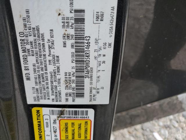 3FA6P0HD5KR146643 - 2019 FORD FUSION SE 石墨色 照片 23
