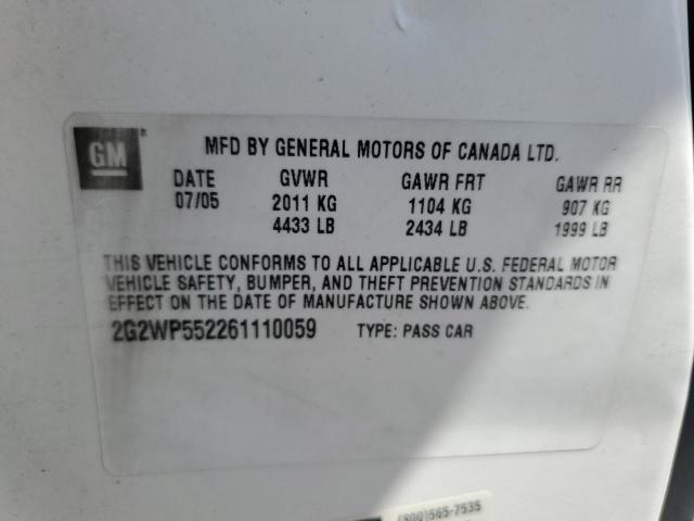 2G2WP552261110059 - 2006 PONTIAC GRAND PRIX 白色 照片 12