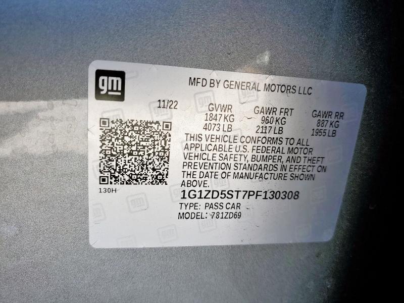 1G1ZD5ST7PF130308 - 2023 CHEVROLET MALIBU LT 银色 照片 13