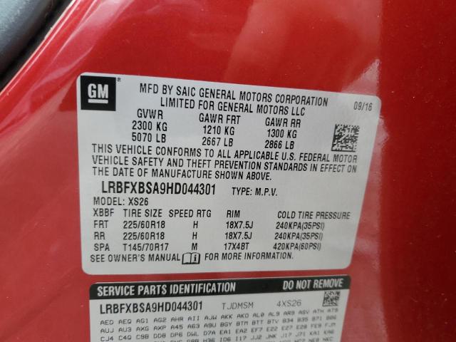 LRBFXBSA9HD044301 - 2017 BUICK ENVISION ESSENCE RED photo 12
