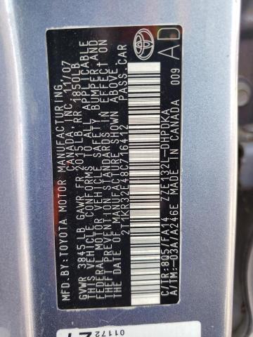 2T1KR32E48C716412 - 2008 TOYOTA COROLLA MA XR BLUE photo 12