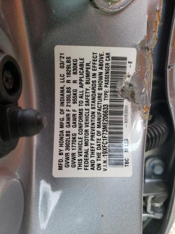 19XFC1F73ME206633 - 2021 HONDA CIVIC EXL 银色 照片 13