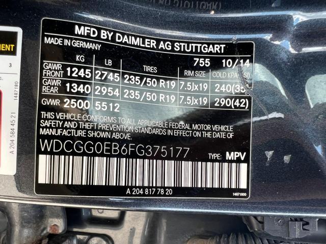 WDCGG0EB6FG375177 - 2015 MERCEDES-BENZ GLK 250 BLUETEC GRAY photo 10