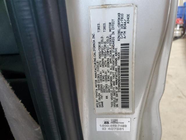 5TESM92N04Z458962 - 2004 TOYOTA TACOMA XTRACAB PRERUNNER 银色 照片 13
