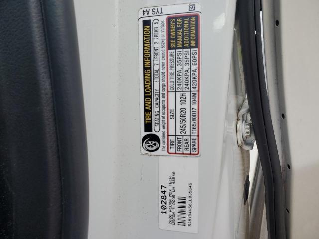 5J8YD4H58LL035646 - 2020 ACURA MDX TECHNOLOGY თეთრი ფოტო 14