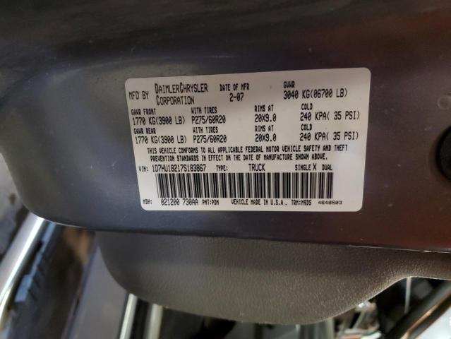 1D7HU18217S183867 - 2007 DODGE RAM 1500 ST GRAY photo 12