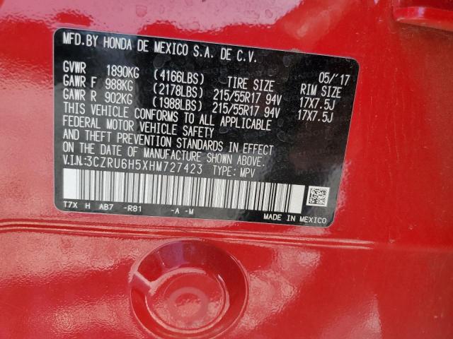 3CZRU6H5XHM727423 - 2017 HONDA HR-V EX RED photo 14