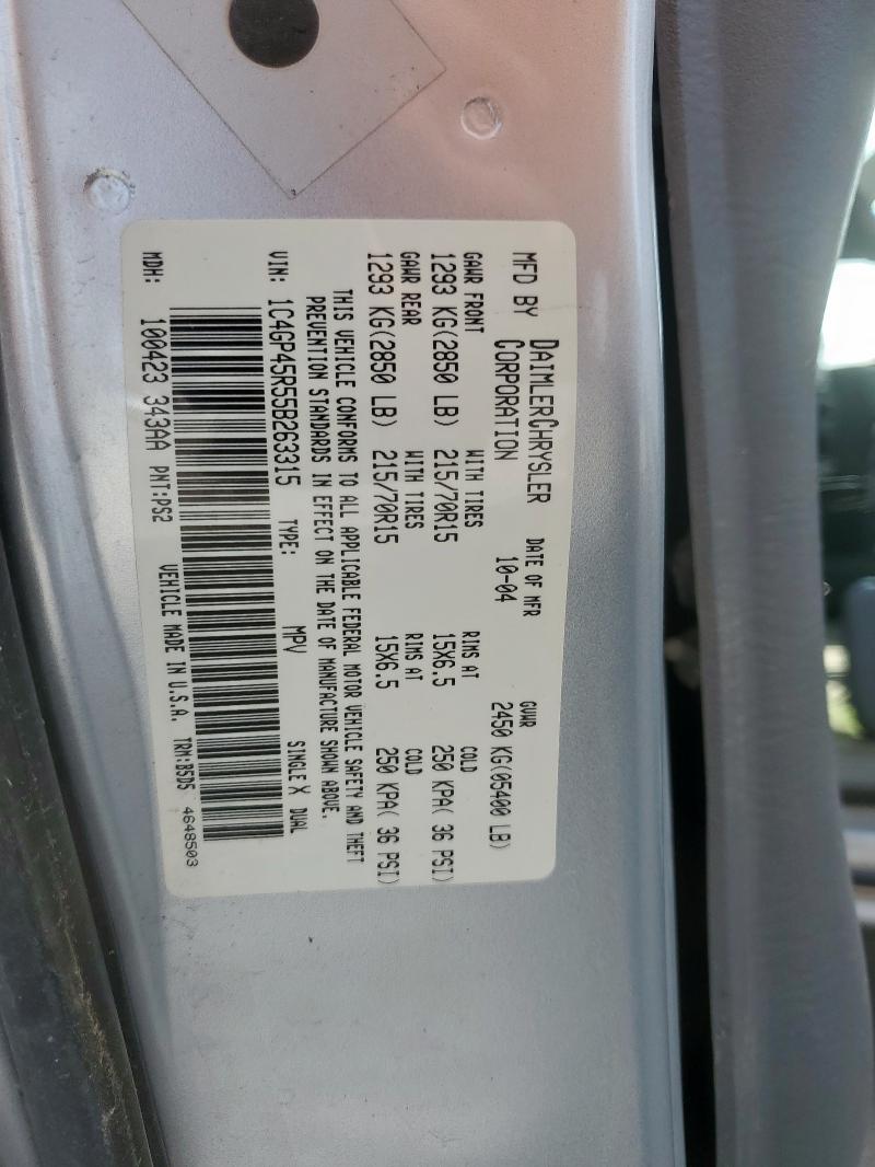 1C4GP45R55B263315 - 2005 CHRYSLER TOWN & COU ვერცხლისფერი ფოტო 13