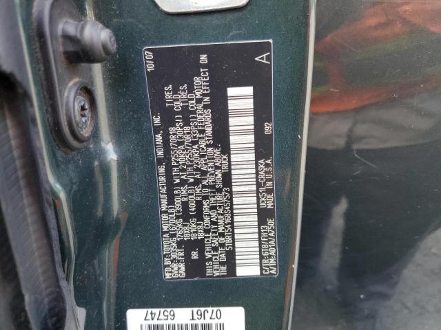 5TBRT54168S457573 - 2008 TOYOTA TUNDRA DOUBLE CAB GREEN photo 12