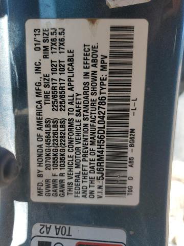 5J6RM4H56DL042786 - 2013 HONDA CR-V EX TEAL photo 13