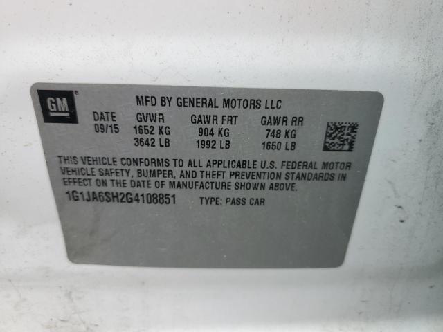 1G1JA6SH2G4108851 - 2016 CHEVROLET SONIC LS 白色 照片 13