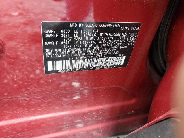 4S4WMAPD9K3473812 - 2019 SUBARU ASCENT LIMITED BURGUNDY photo 12