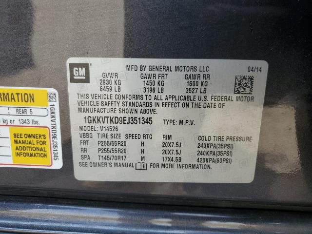 1GKKVTKD9EJ351345 - 2014 GMC ACADIA DENALI CHARCOAL photo 13